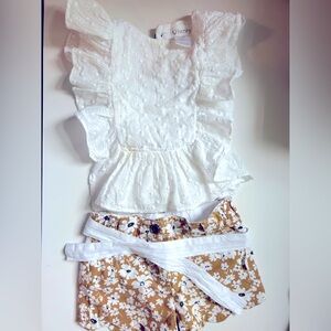 Love Henry Eyelet Lace Top and Scollop Hem Shorts